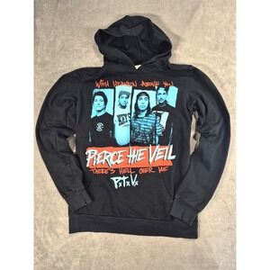Vintage Y2K Pierce The Veil Black Grunge Lightweight Hoodie Small Rock Band